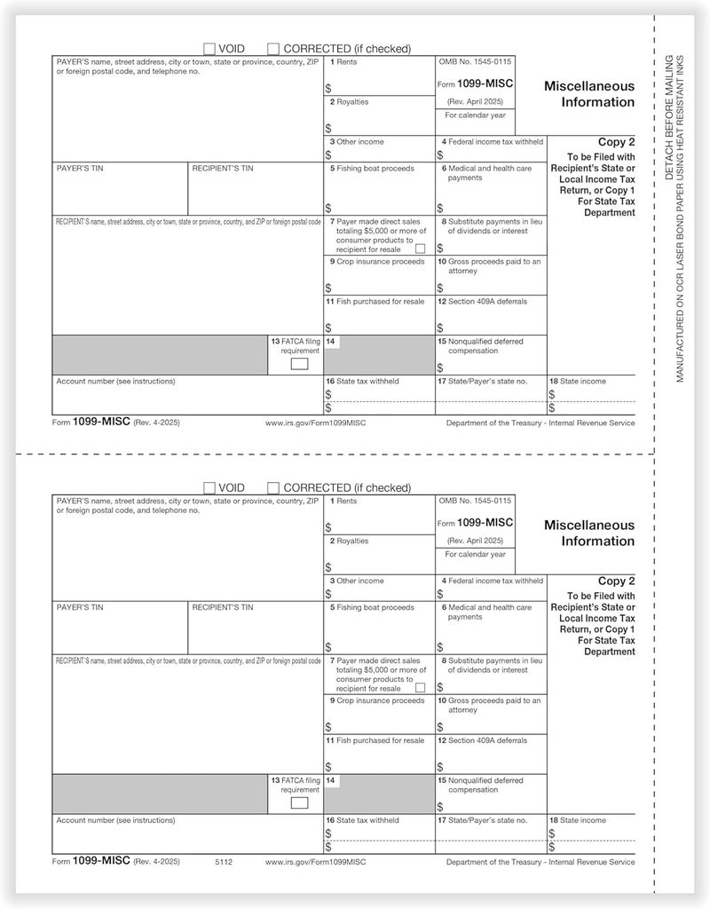 Dutymark 1099 MISC Forms 2025, 3 Part Tax Forms Kit, 50 Vendor Kit of Laser Forms, Compatible with QuickBooks and Accounting Software, 50 Self Seal Envelopes Included - Image 4